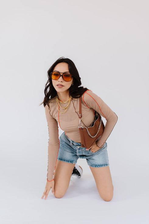 Fast Lane Mesh Top // Tan
